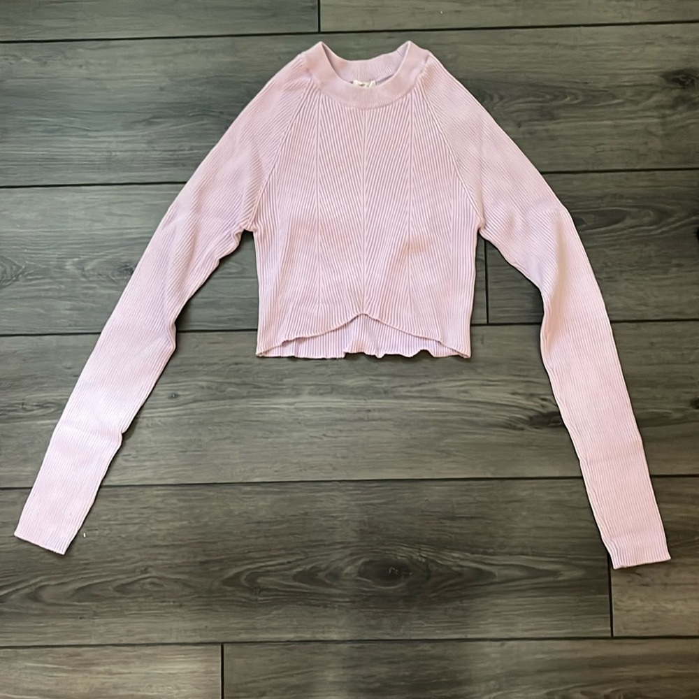 Lavender Garage top long sleeve cropped xs